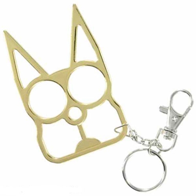 self defense metal kitty cat keychain