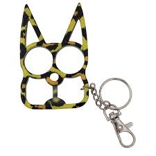 self defense metal kitty cat keychain